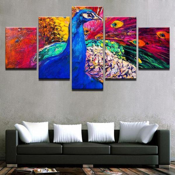 Color Abstract Peacock Canvas Wall Art
