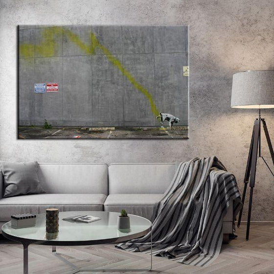 Peeing Dog By Banksy Canvas Wall Art Living Room