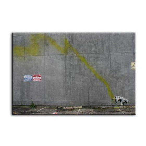 Peeing Dog By Banksy Canvas Wall Art