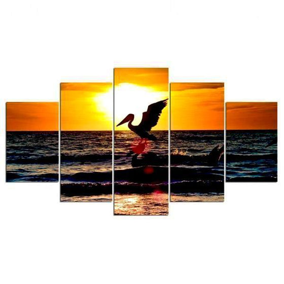 Pelican Sunset View Canvas Wall Art