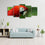 Perched Red Parrot 5 Panels Canvas Wall Art Decor