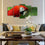 Perched Red Parrot 5 Panels Canvas Wall Art Living Room
