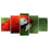 Perched Red Parrot 5 Panels Canvas Wall Art