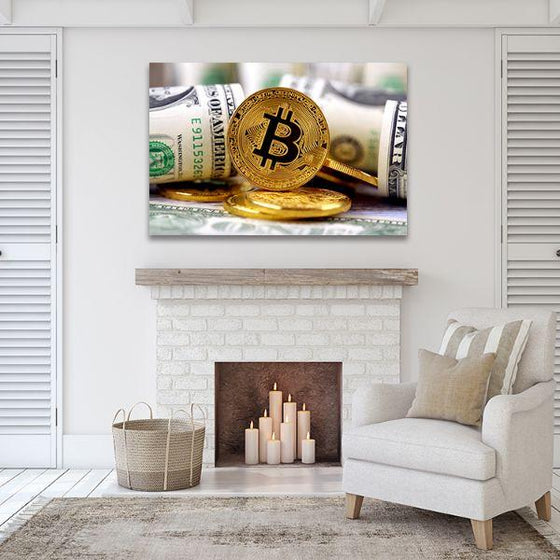 Physical Version Of Bitcoin Canvas Wall Art Print