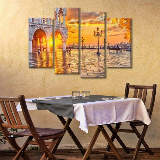 Piazza San Marco Sunrise 4 Panels Canvas Wall Art Dining Room
