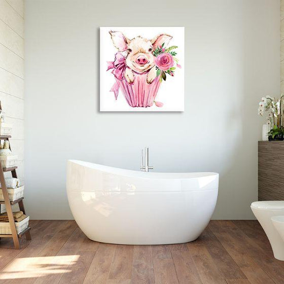 Pig In A Pot Canvas Wall Art Bathroom