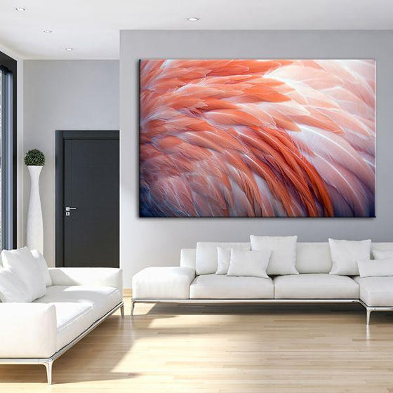 Pink Flamingo Feathers Canvas Wall Art Living Room