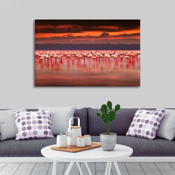 Pink Flamingos 1 Panel Canvas Wall Art Print