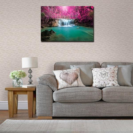 Pink Leaves And Waterfalls Wall Art Decor