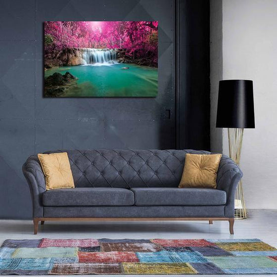 Pink Leaves And Waterfalls Wall Art Print