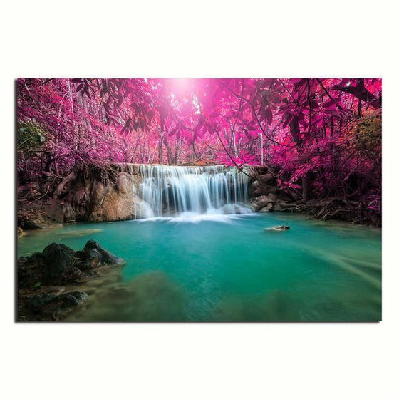 Pink Leaves And Waterfalls Wall Art