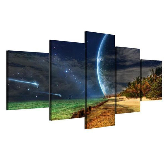 Planet View From Beach Wall Art Decor