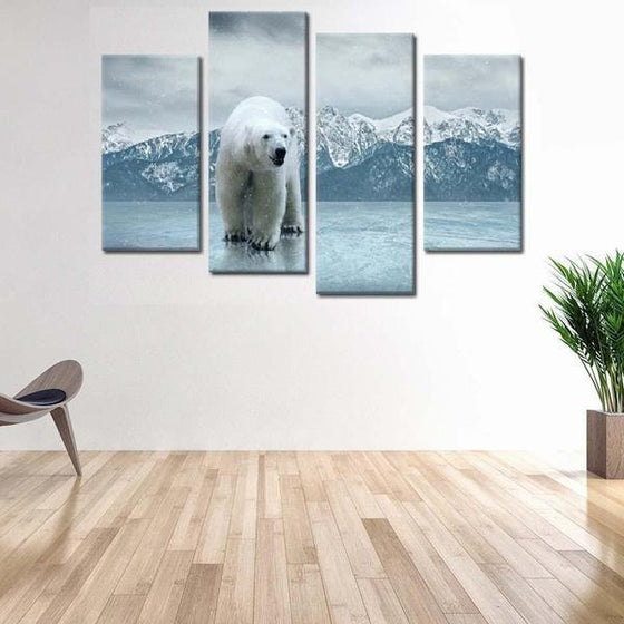 Polar Bear Metal Wall Art Canvas