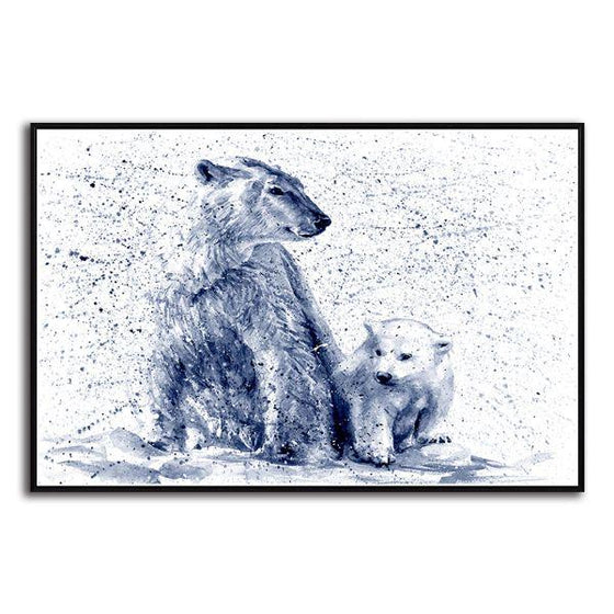 Polar Bear Mother & Cub Canvas Wall Art Print