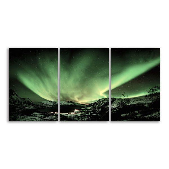 Bright Aurora Borealis 3 Panels Canvas Wall Art