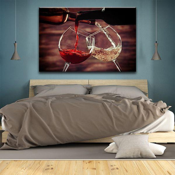 Pouring Red & White Wine Canvas Wall Art Bedroom