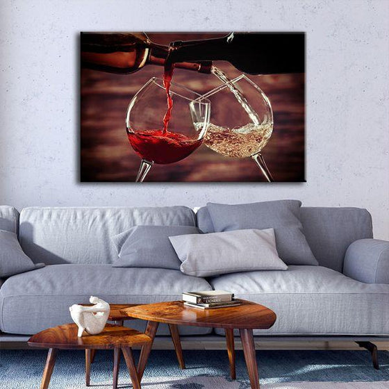 Pouring Red & White Wine Canvas Art