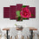Red Rose Flower Canvas Wall Art For Dining Room