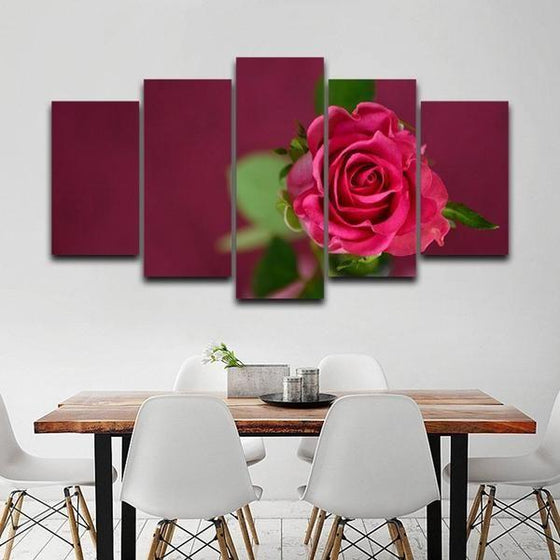 Red Rose Flower Canvas Wall Art For Dining Room