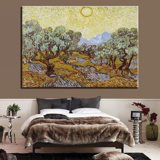 Olive Trees Yellow Sky & Sun By Van Gogh Canvas Art