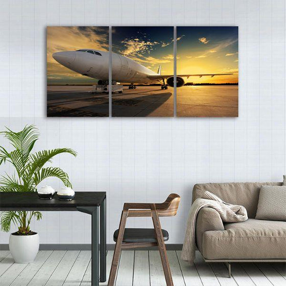 Private Jet Plane 3 Panels Canvas Wall Art Living Room