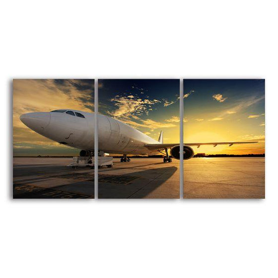 Private Jet Plane 3 Panels Canvas Wall Art