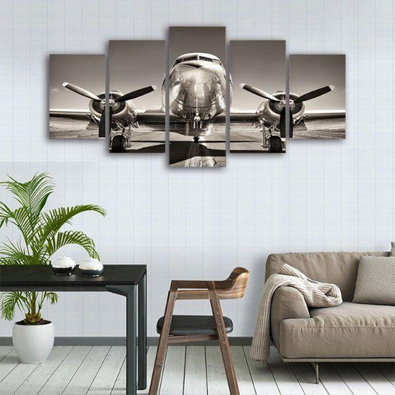 Propeller Plane 5 Panels Canvas Wall Art Set