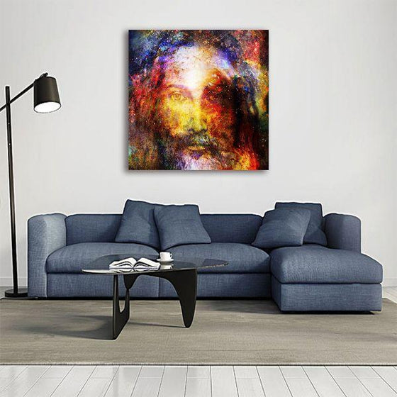 Psychedelic Image Of Jesus Canvas Wall Art Living Room