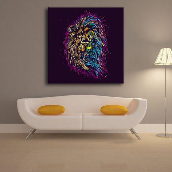 Psychedelic Lion Canvas Wall Art Decor