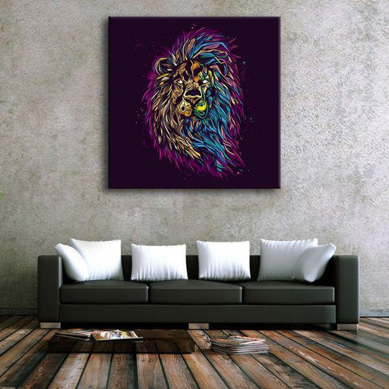 Psychedelic Lion Canvas Wall Art Office