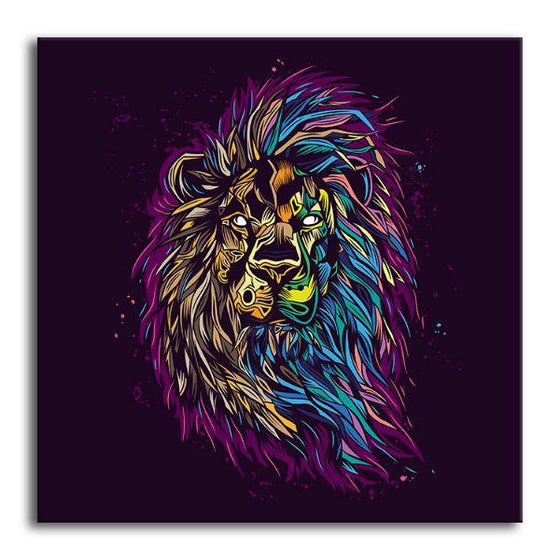 Psychedelic Lion Canvas Wall Art