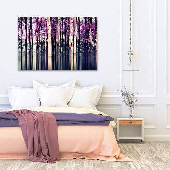 Purple Birch Trees Canvas Wall Art Bedroom