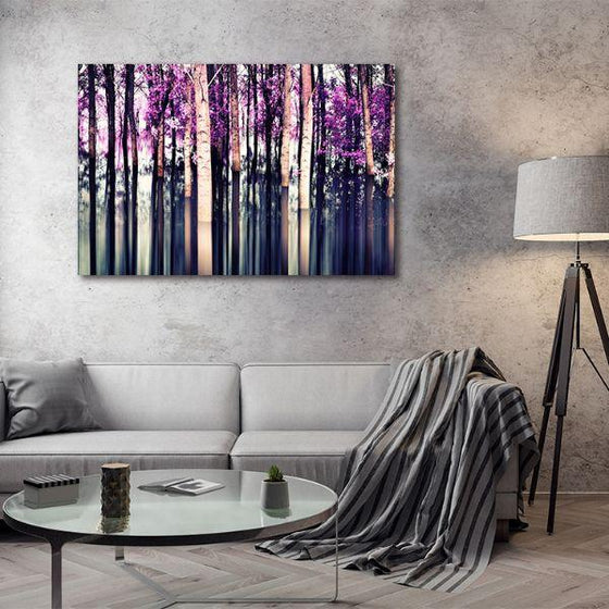 Purple Birch Trees Canvas Wall Art Living Room