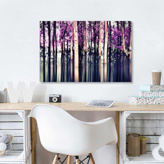 Purple Birch Trees Canvas Wall Art Office
