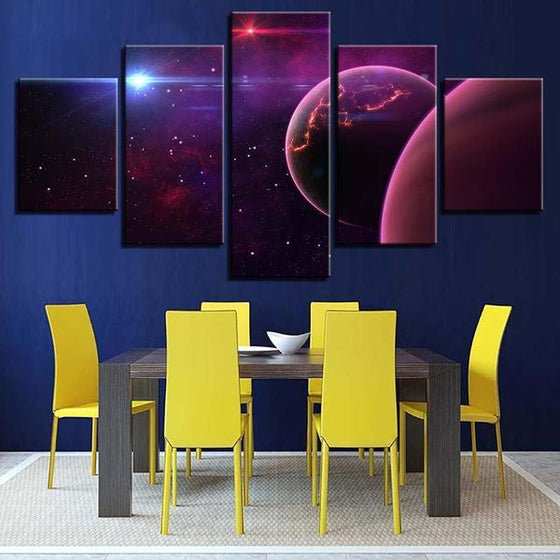 Purple Planets Wall Art Canvas