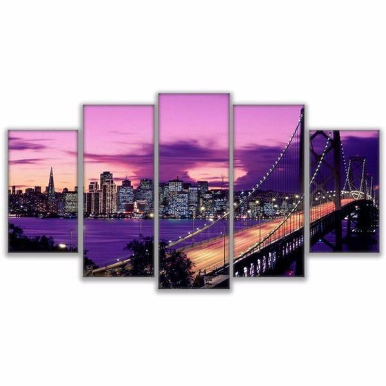 Purple Sunset San Francisco Canvas Wall Art