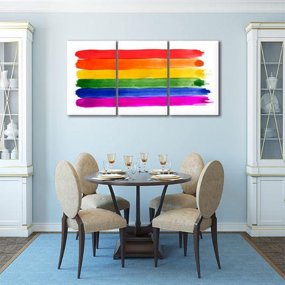 Rainbow Contemporary 3 Panels Canvas Wall Art Dining Room