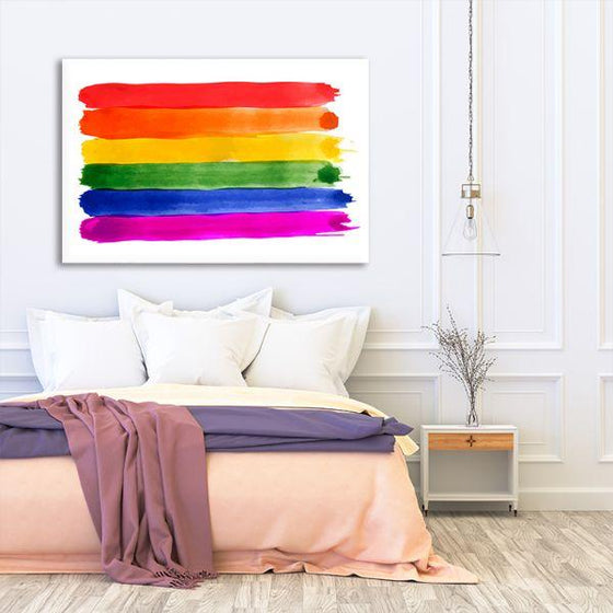 Rainbow Contemporary Canvas Wall Art Bedroom