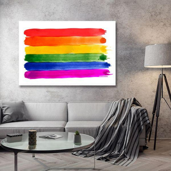 Rainbow Contemporary Canvas Wall Art Living Room