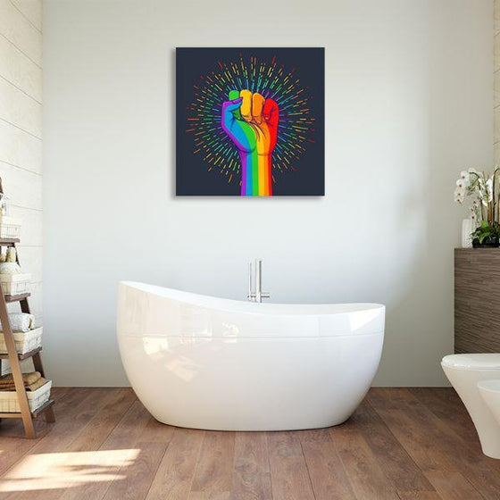 Rainbow Hand Fist Canvas Wall Art Bathroom