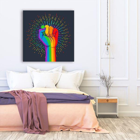 Rainbow Hand Fist Canvas Wall Art Bedroom