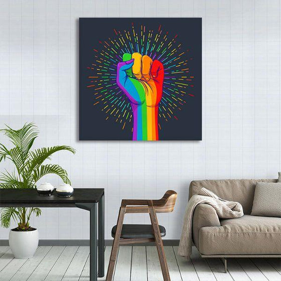 Rainbow Hand Fist Canvas Wall Art Dining Room
