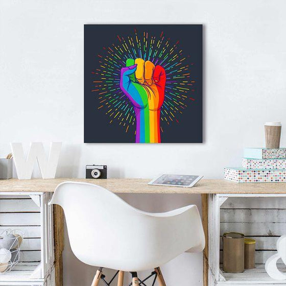Rainbow Hand Fist Canvas Wall Art Office