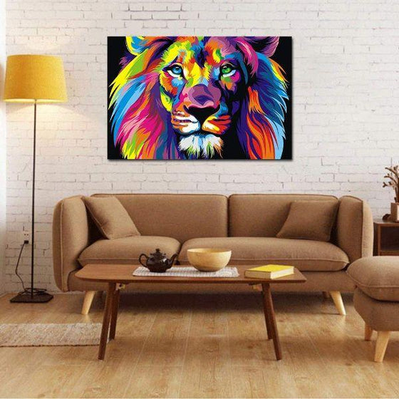 Rainbow Colored Lion Canvas Art