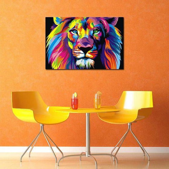 Rainbow Colored Lion Canvas Art
