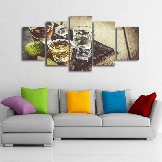 Single Shots Of Liquor 5 Panels Canvas Wall Art Living Room
