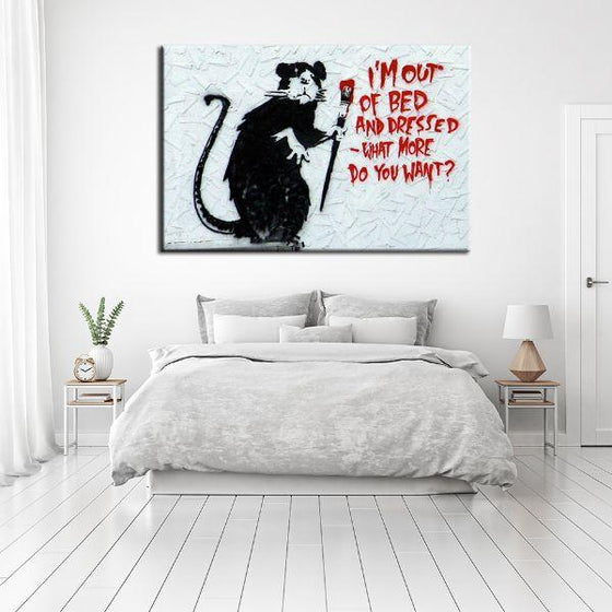 Rat Out Of Bed By Banksy Canvas Wall Art Bedroom