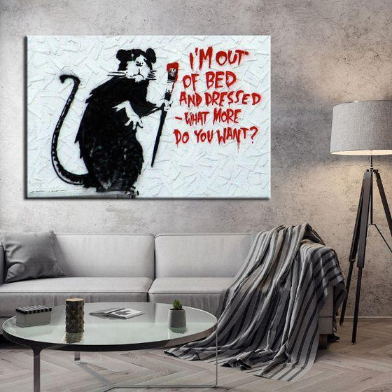 Rat Out Of Bed By Banksy Canvas Wall Art Living Room