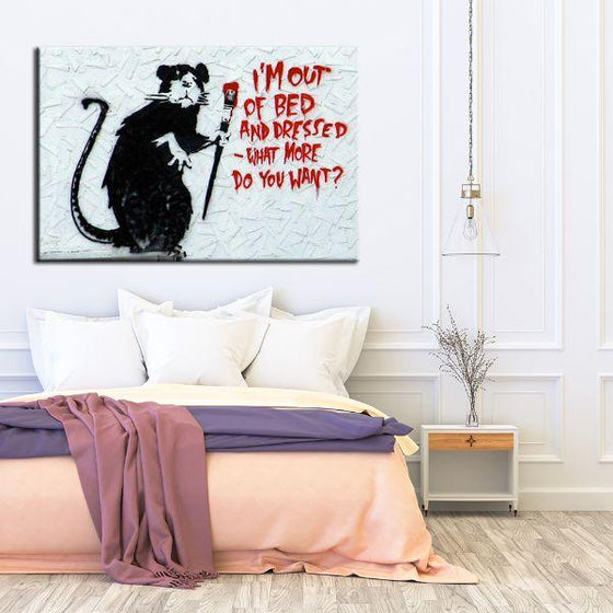 Rat Out Of Bed By Banksy Canvas Wall Art Print