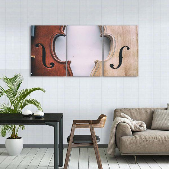 Raw Violins 3 Panels Canvas Wall Art Dining Room